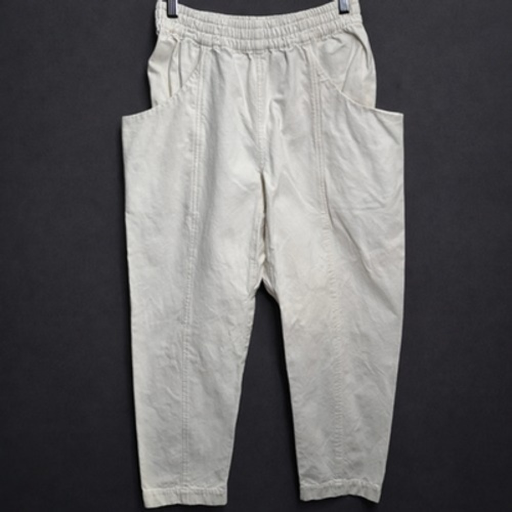 Elizabeth Suzann Women‎ Clyde Work Pant Natural Canvas Crop Taper Elastic Sz 4-S